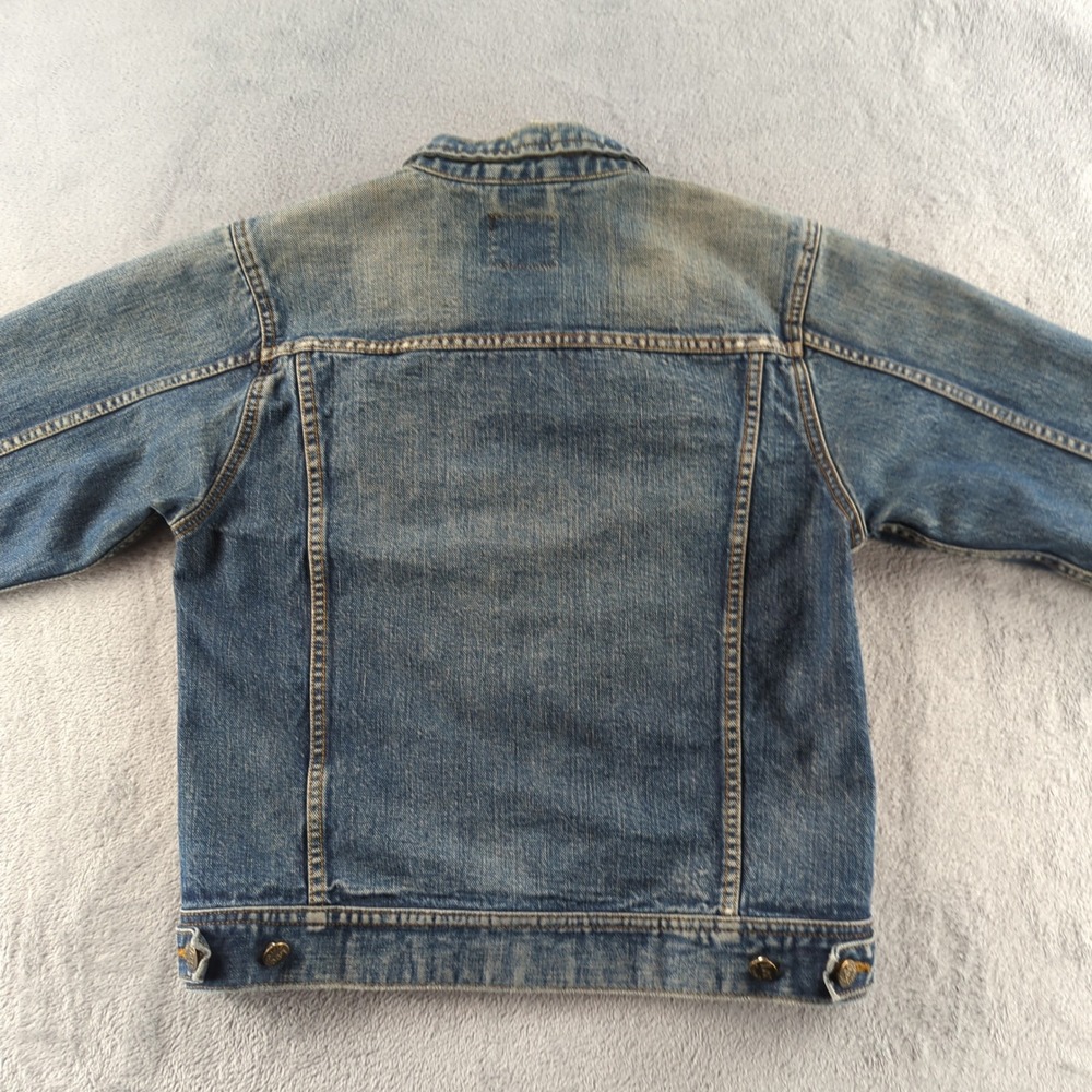 Lee Denim Jacket Womens Medium Blue Trucker Jean Coat Faded Distressed Cotton - Picture 4 of 11